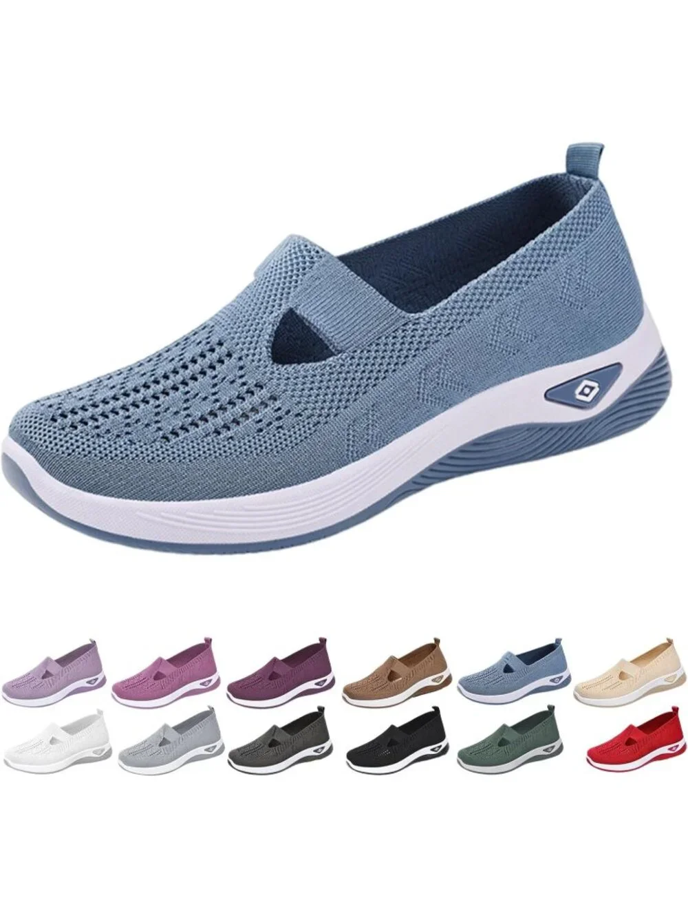 Women's Blue Lightweight Orthopedic Woven Breathable Pull On Sneakers